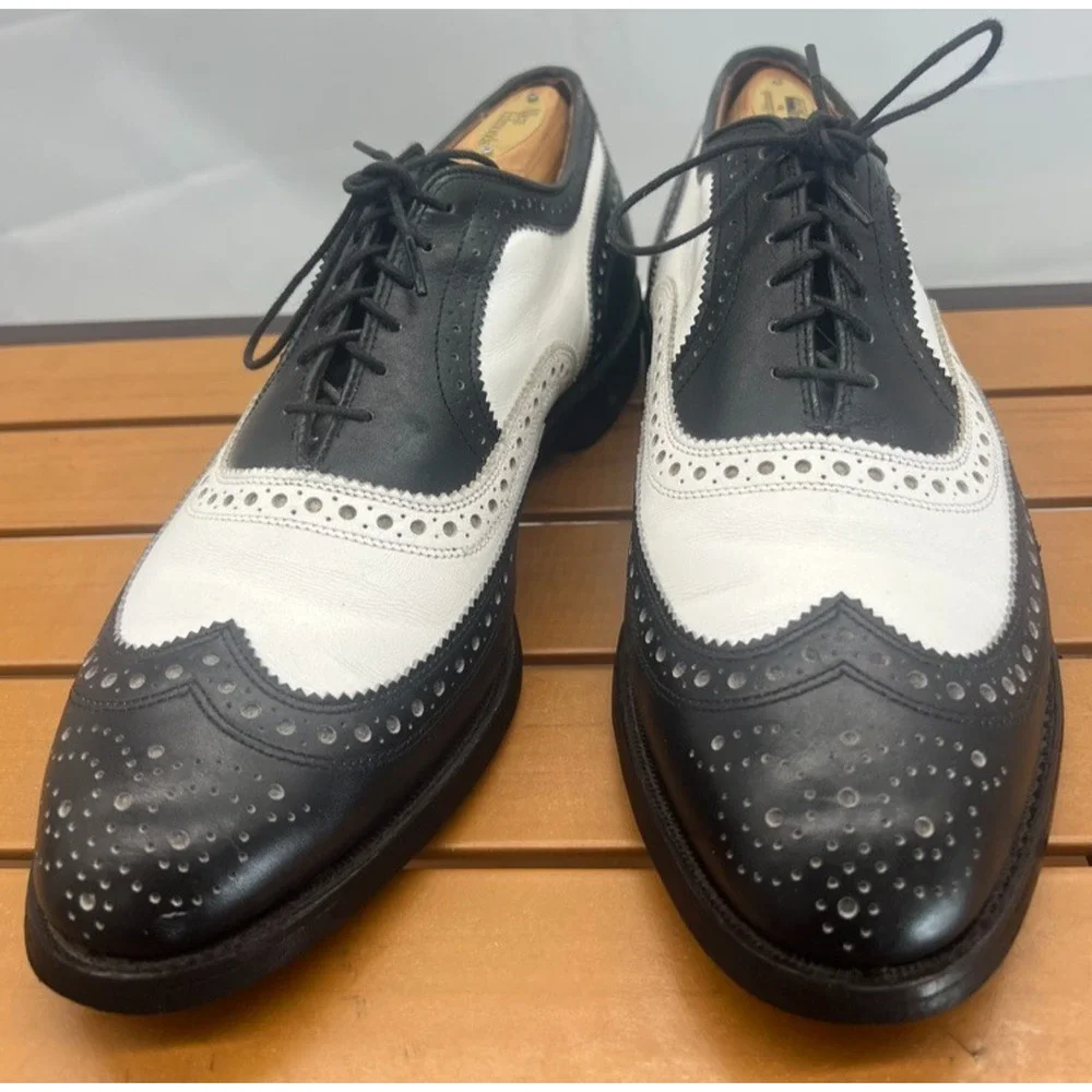 ALLEN EDMONDS BROADSTREET WING TIP BLACK WHITE SPECTATOR Size 8D